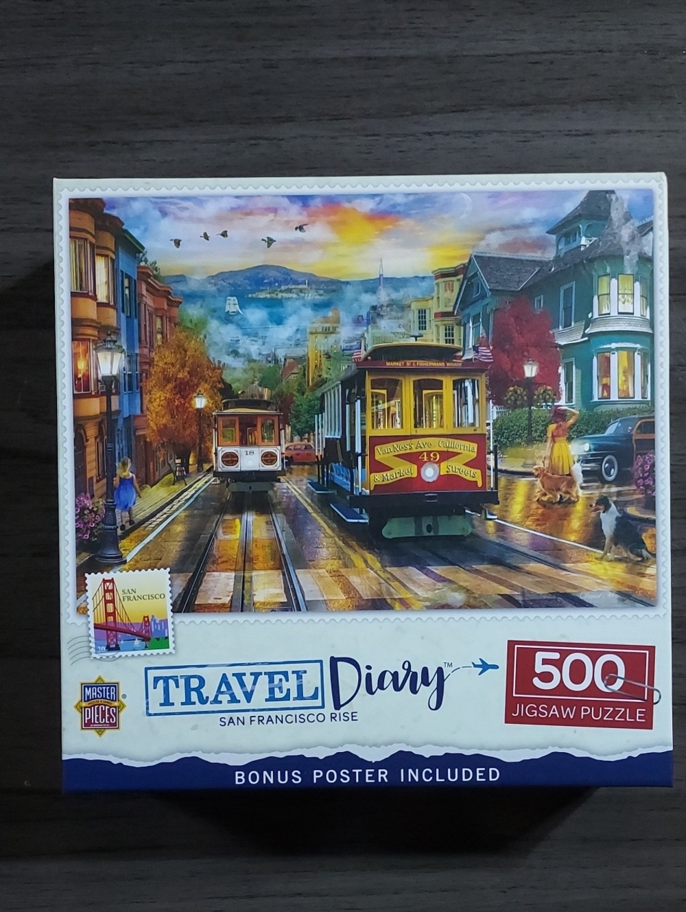 Travel Diary San Francisco Rise 500-Piece Puzzle - Colorful Street Scene
